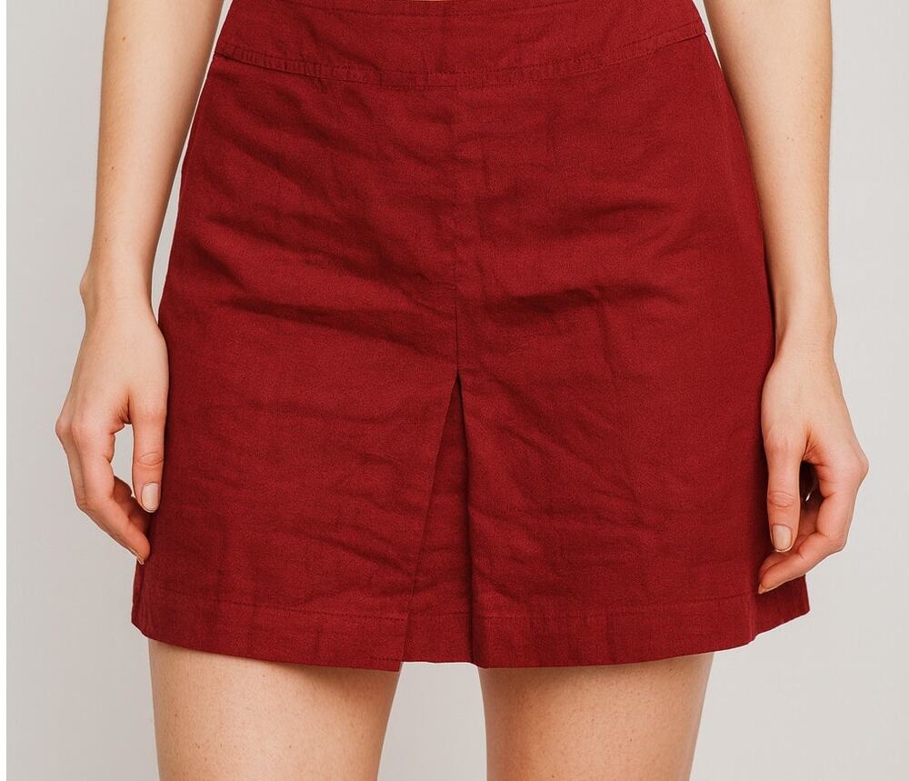 Jones Wear Womens Size 14 Linen Rayon Blend Red Short Skirt Side Zipper